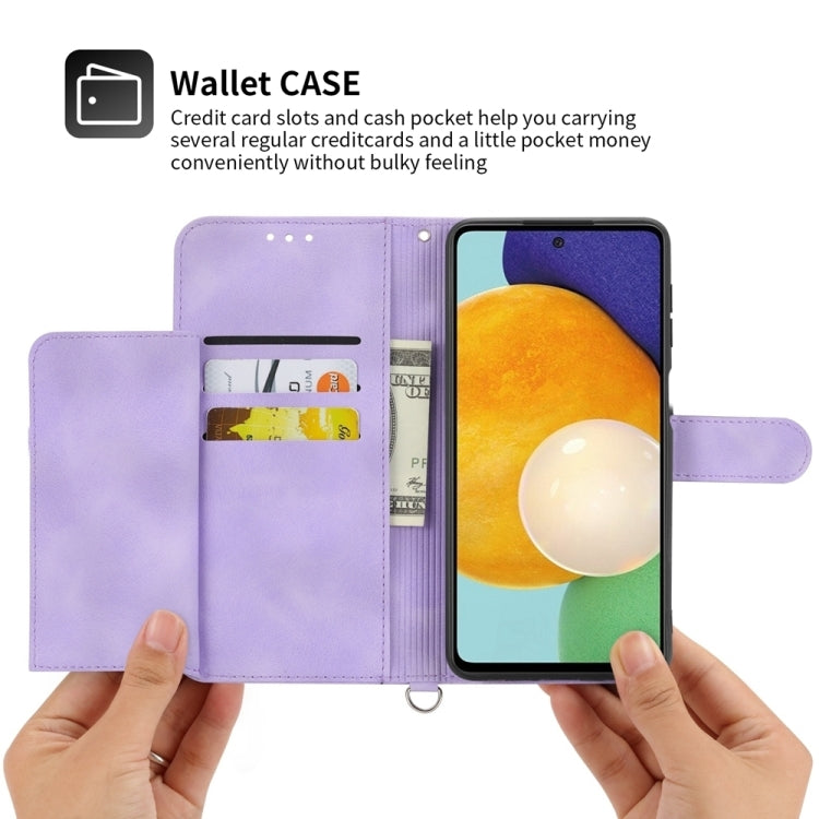 For OnePlus Ace 3V Skin-feel Flowers Embossed Wallet Leather Phone Case(Purple)