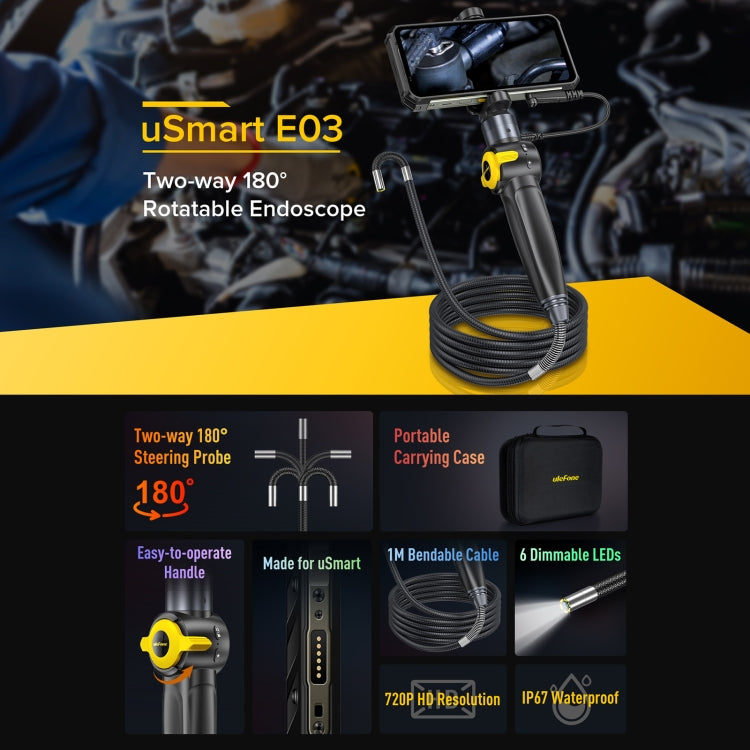 Ulefone uSmart E03 Rotatable Endoscope IP67 Waterproof for Armor 24 / 21 / 19 / 18T / 18T Ultra / Armor Pad(Black)