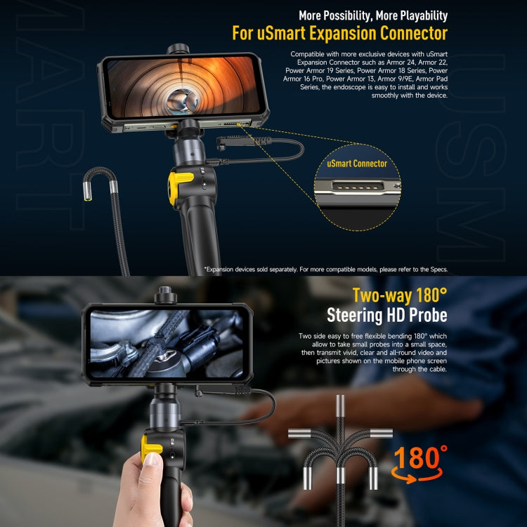 Ulefone uSmart E03 Rotatable Endoscope IP67 Waterproof for Armor 24 / 21 / 19 / 18T / 18T Ultra / Armor Pad(Black)