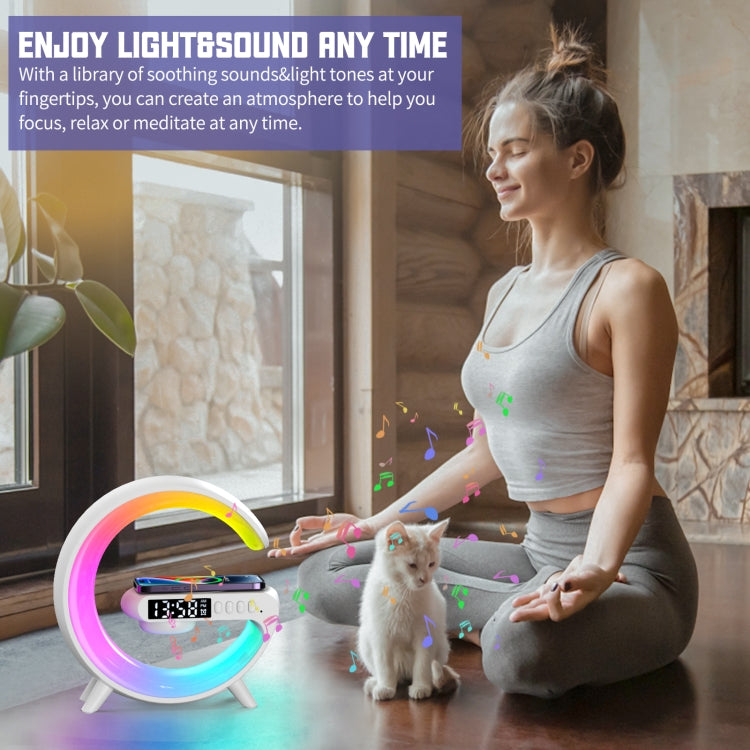 G69 G Shape Smart Bluetooth Speaker Support Wireless Charger & Alarm Clock & Wake-up Light, G69 (White), G69 (Black)