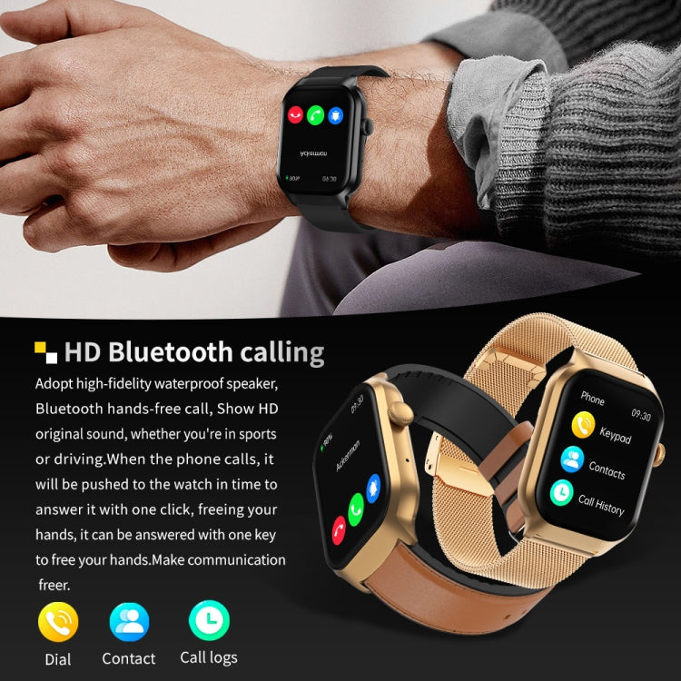 2.01 inch Silicone Strap Bluetooth Call Smart Watch Support Heart Rate Monitoring / Non-invasive Blood Sugar, Silicone Strap Black, Silicone Strap Light Yellow