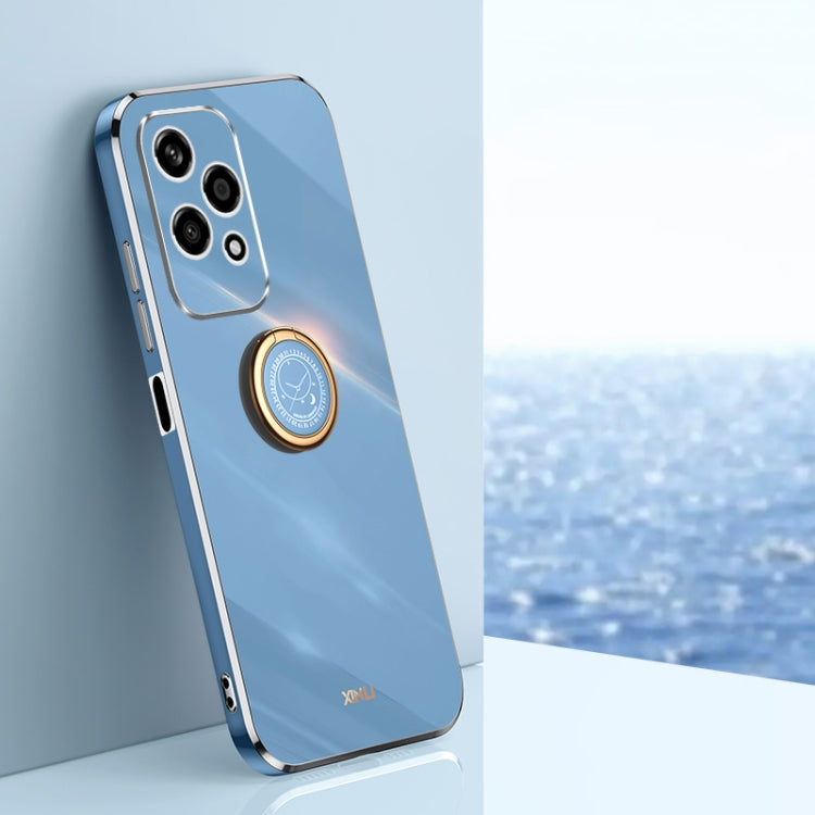 XINLI Straight 6D Plating Gold Edge TPU Shockproof Case with Ring Holder, For Honor 200 Pro, For Honor Play 50, For Honor 200 Lite Global