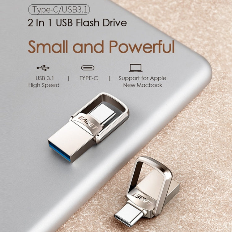 EAGET 128G USB 3.1 + Type-C / USB-C Interface Metal Twister Flash U Disk, with Micro USB OTG Adapter