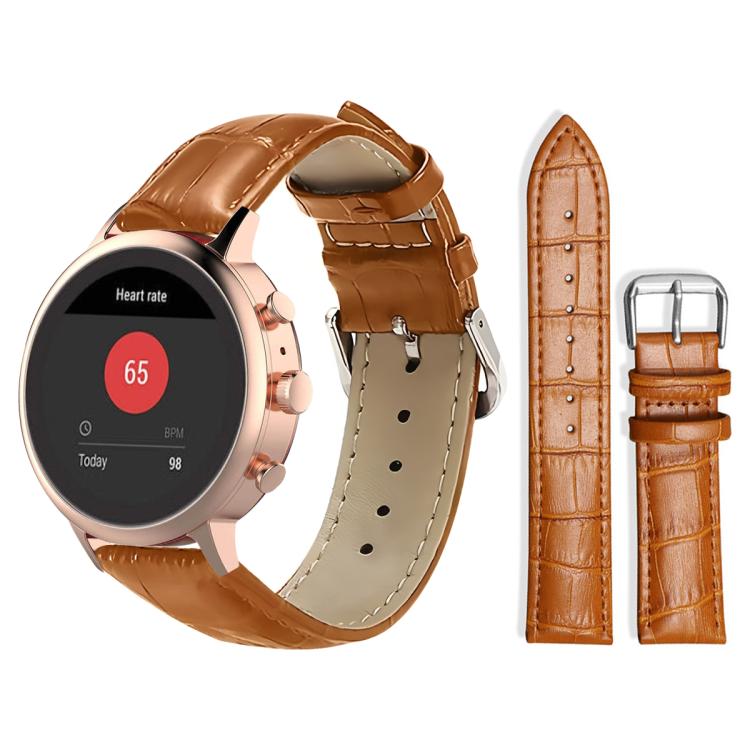 xDfind Bamboo Texture Pin Buckle Leather Watch Band, 18mm For Fossil Female Sport/Charter HR, 22mm For Fossil Gen 5 Carlyle/Julianna/Garrett, 24mm For Fossil Q Machine Hybrid Watch