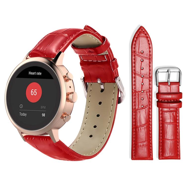 xDfind Bamboo Texture Pin Buckle Leather Watch Band, 18mm For Fossil Female Sport/Charter HR, 22mm For Fossil Gen 5 Carlyle/Julianna/Garrett, 24mm For Fossil Q Machine Hybrid Watch