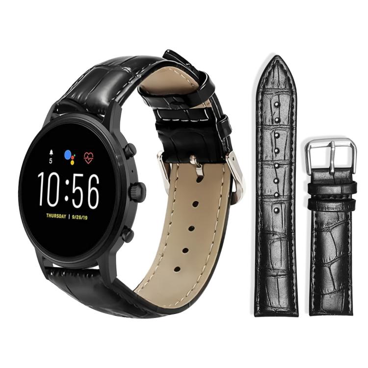 xDfind Bamboo Texture Pin Buckle Leather Watch Band, 18mm For Fossil Female Sport/Charter HR, 22mm For Fossil Gen 5 Carlyle/Julianna/Garrett, 24mm For Fossil Q Machine Hybrid Watch