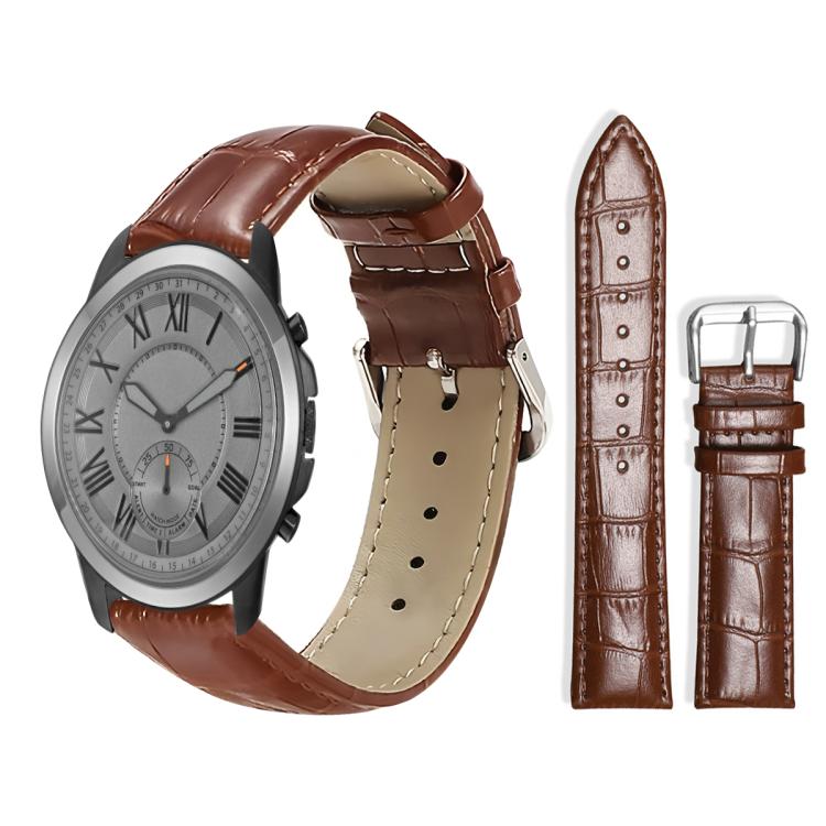 xDfind Bamboo Texture Pin Buckle Leather Watch Band, 18mm For Fossil Female Sport/Charter HR, 22mm For Fossil Gen 5 Carlyle/Julianna/Garrett, 24mm For Fossil Q Machine Hybrid Watch