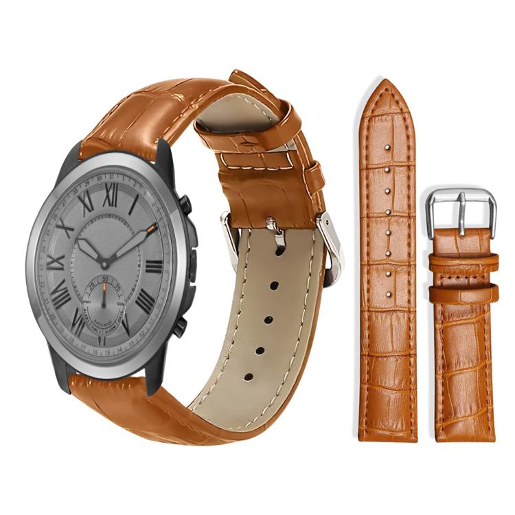 xDfind Bamboo Texture Pin Buckle Leather Watch Band, 18mm For Fossil Female Sport/Charter HR, 22mm For Fossil Gen 5 Carlyle/Julianna/Garrett, 24mm For Fossil Q Machine Hybrid Watch