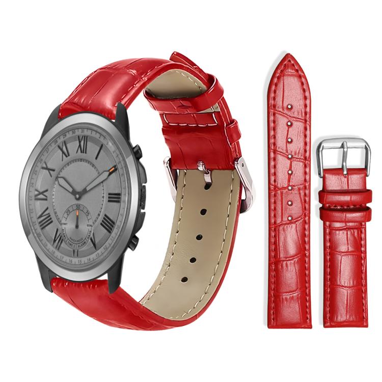 xDfind Bamboo Texture Pin Buckle Leather Watch Band, 18mm For Fossil Female Sport/Charter HR, 22mm For Fossil Gen 5 Carlyle/Julianna/Garrett, 24mm For Fossil Q Machine Hybrid Watch