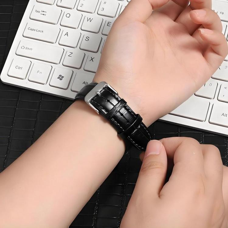xDfind Bamboo Texture Pin Buckle Leather Watch Band, 18mm For Fossil Female Sport/Charter HR, 22mm For Fossil Gen 5 Carlyle/Julianna/Garrett, 24mm For Fossil Q Machine Hybrid Watch