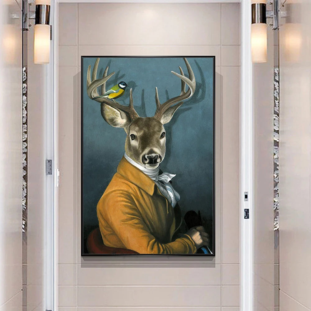 Retro Animal Portrait Wall Art Poster – Modern Nordic Home Décor