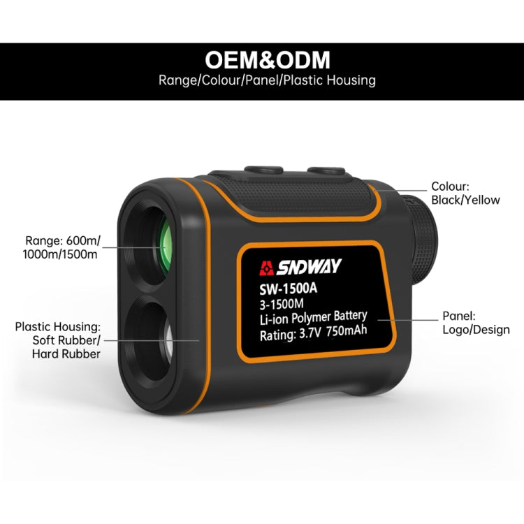 SNDWAY SW1500A Handheld Outdoor Waterproof Telescope Range Finder Distance Measurer, 1500m, 1500m