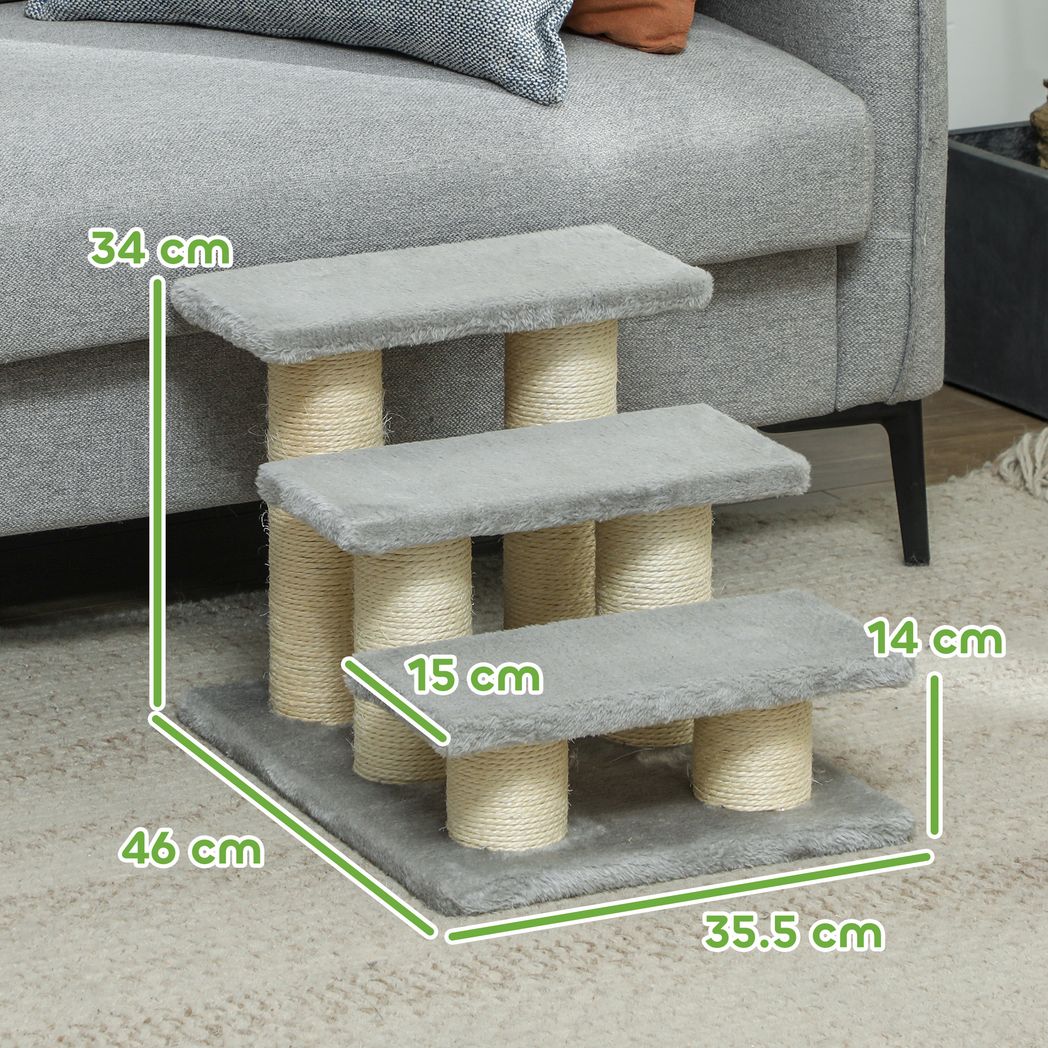 PawHut Cat Steps 3 Stairs Deluxe Pet Portable Easy Climb Assistance Lightweight