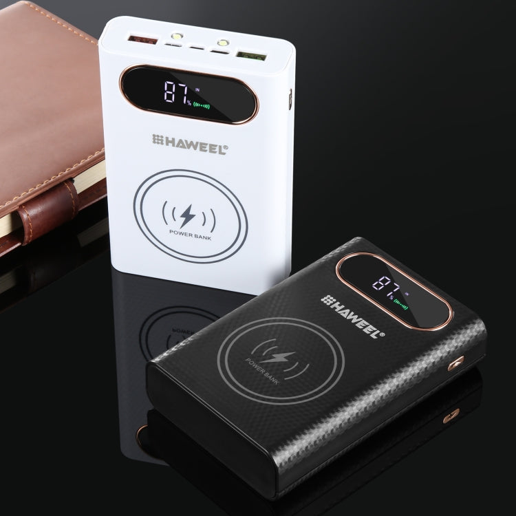HAWEEL DIY 4 x 21700 Battery 22.5W Fast Charge 15W Wireless Charging Power Bank Box Case with Display, Not Include Battery (Black)