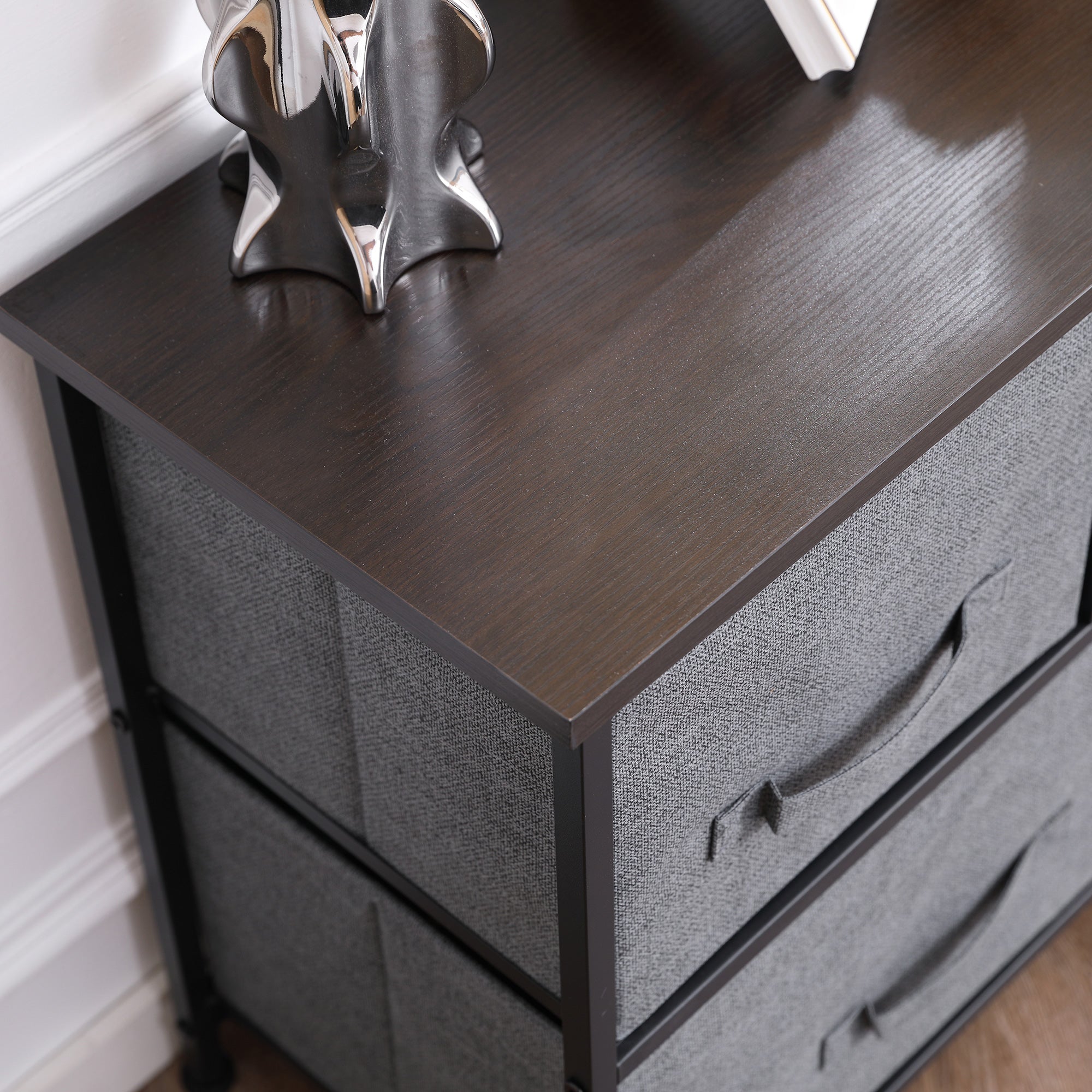 HOMCOM Chest of Drawers, 5 Drawer Fabric Dresser for Bedroom, Dark Grey