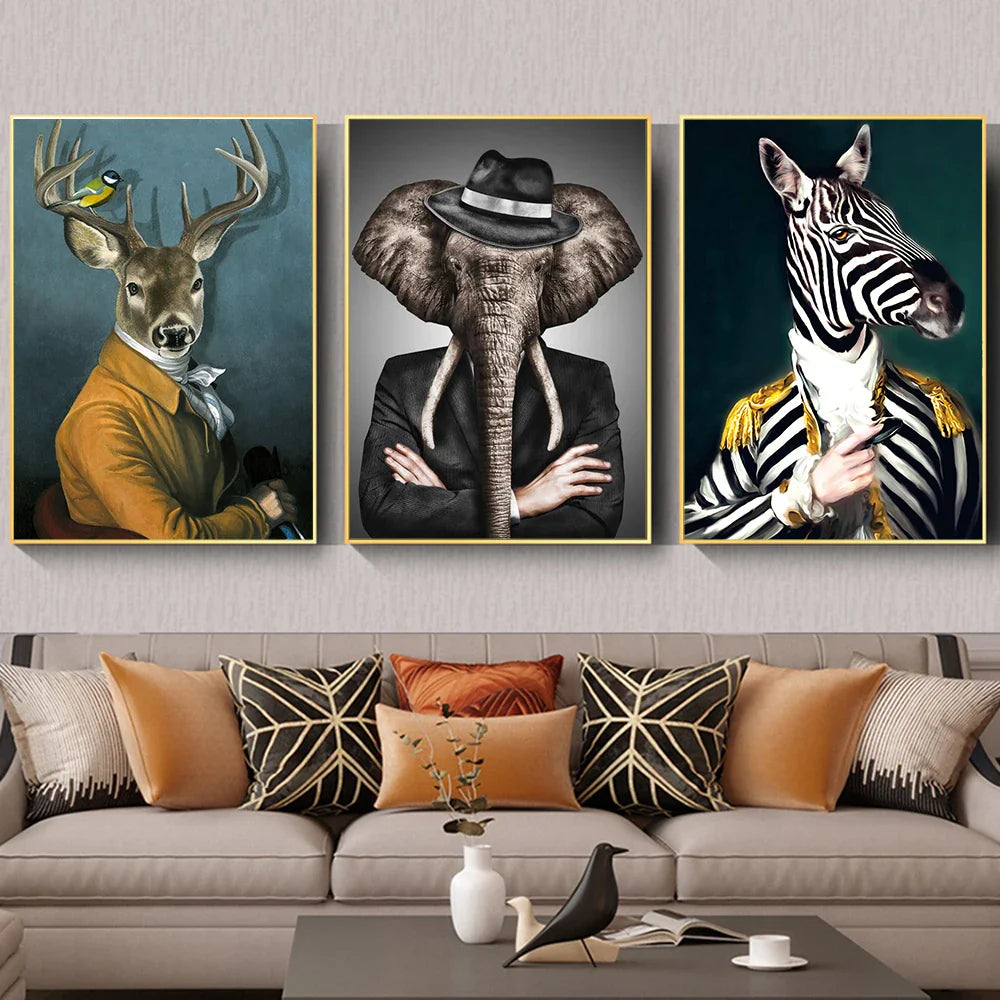 Retro Animal Portrait Wall Art Poster – Modern Nordic Home Décor