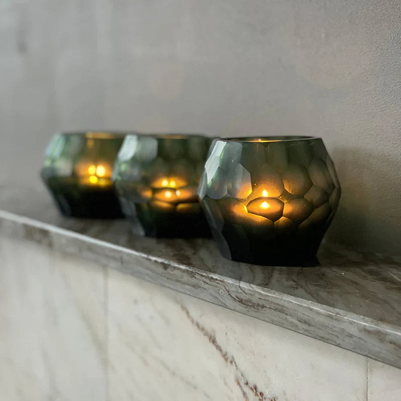 HEMATITE CANDLEHOLDER - H9 D11 cm - STEELGREEN