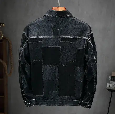 Men's Vintage Flocked Panel Denim Jacket
