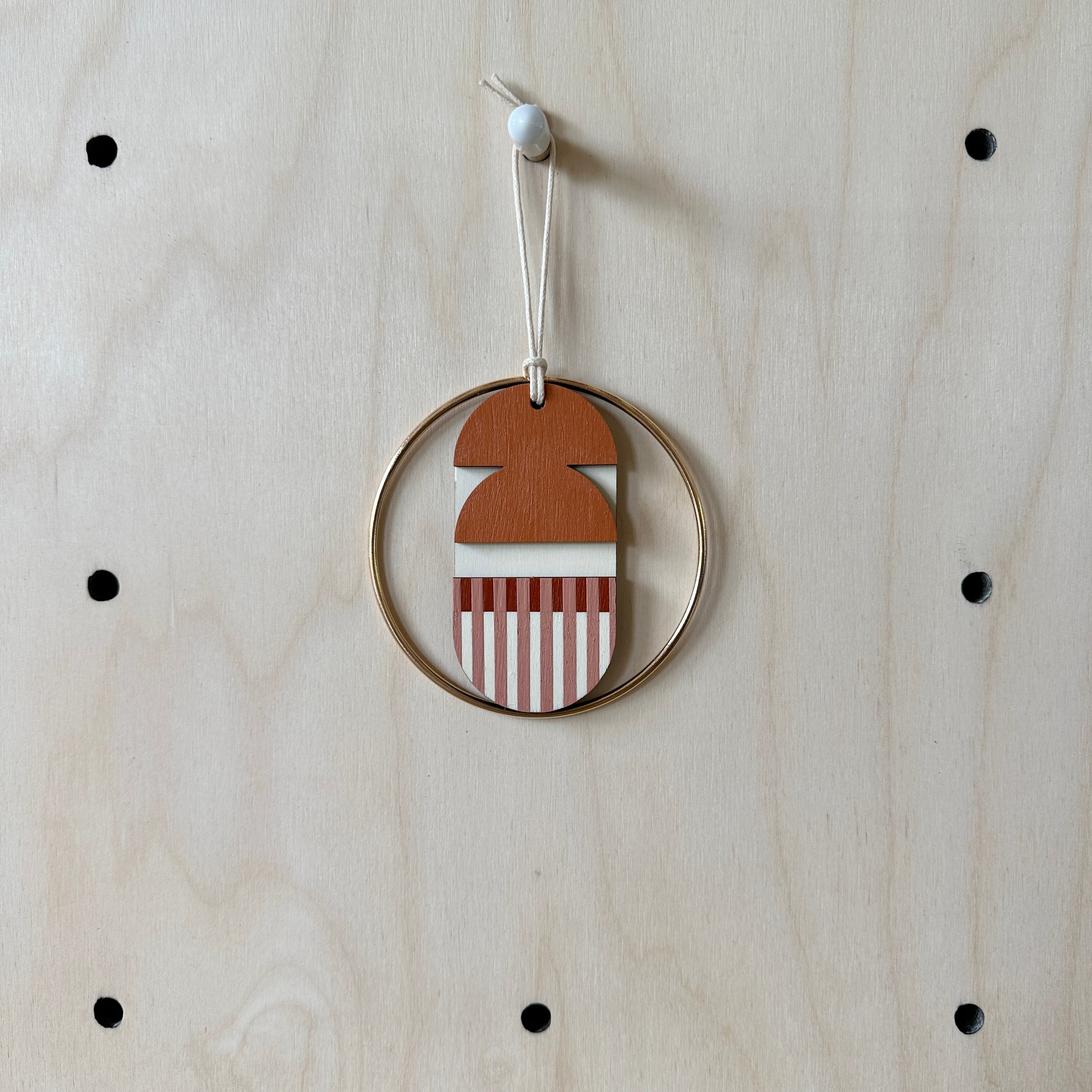 Warm Tones Small Geometric Wall Hanging - Mini Mid-Century Wall Art - Little Wooden Decoration - Contemporary Wall Decor