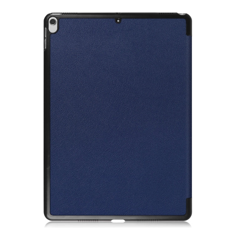 Custer Texture Horizontal Flip Leather Case for iPad Air 2019 10.5 inch, with Three-folding Holder & Sleep / Wake-up Function (Dark Blue)