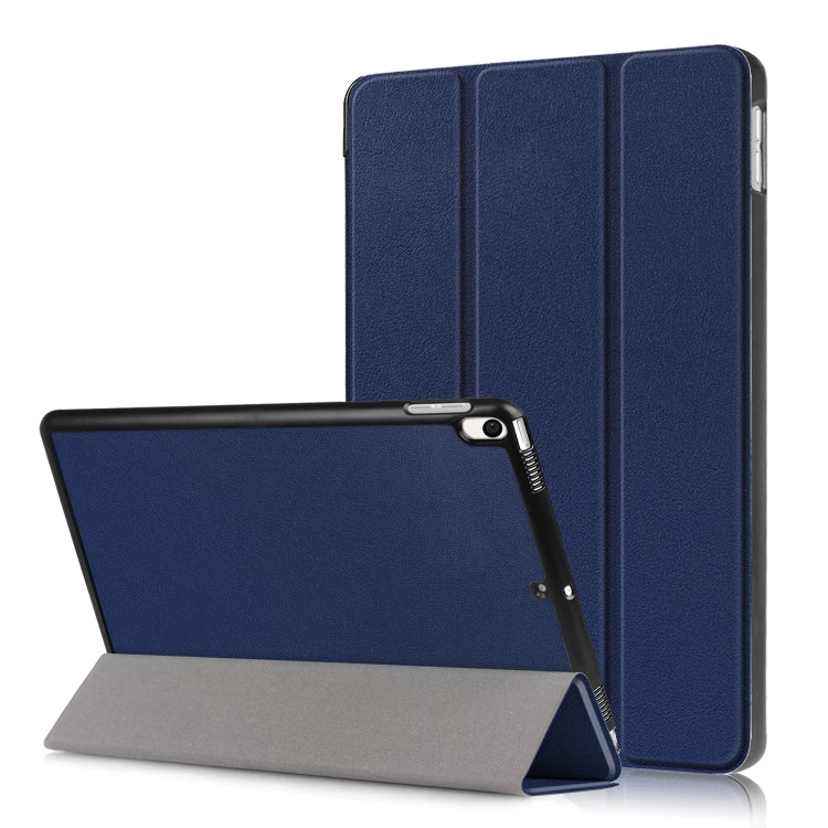 Custer Texture Horizontal Flip Leather Case for iPad Air 2019 10.5 inch, with Three-folding Holder & Sleep / Wake-up Function (Dark Blue)