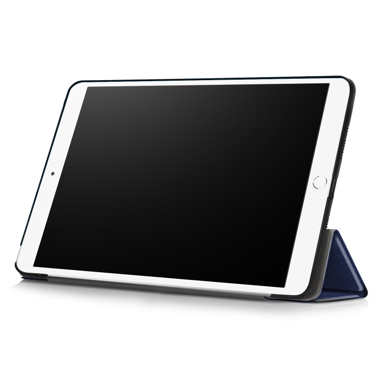 Custer Texture Horizontal Flip Leather Case for iPad Air 2019 10.5 inch, with Three-folding Holder & Sleep / Wake-up Function (Dark Blue)