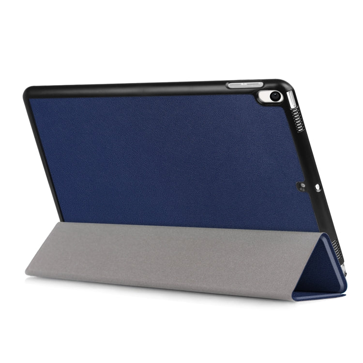 Custer Texture Horizontal Flip Leather Case for iPad Air 2019 10.5 inch, with Three-folding Holder & Sleep / Wake-up Function (Dark Blue)