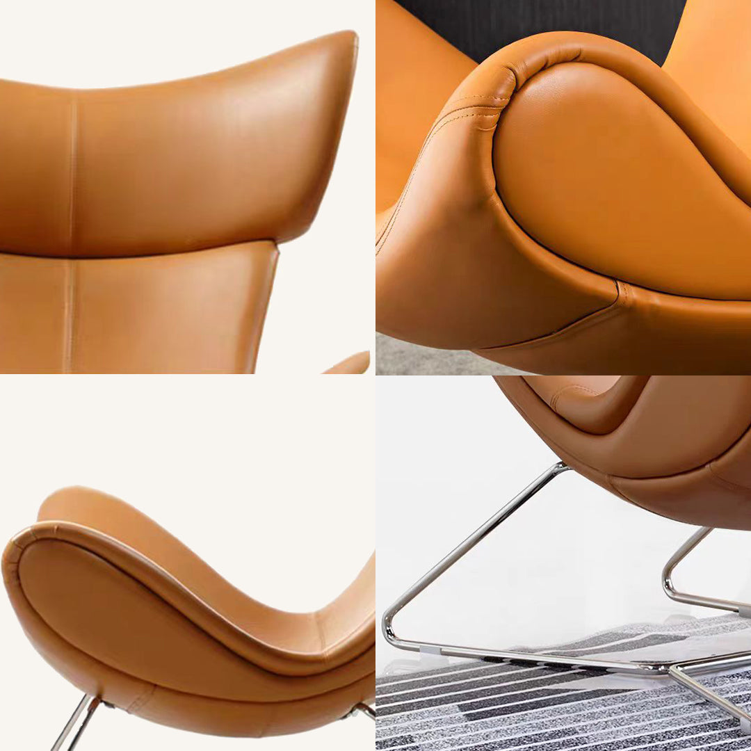 Imola Chair And Ottoman, Star Legs & Black Leather