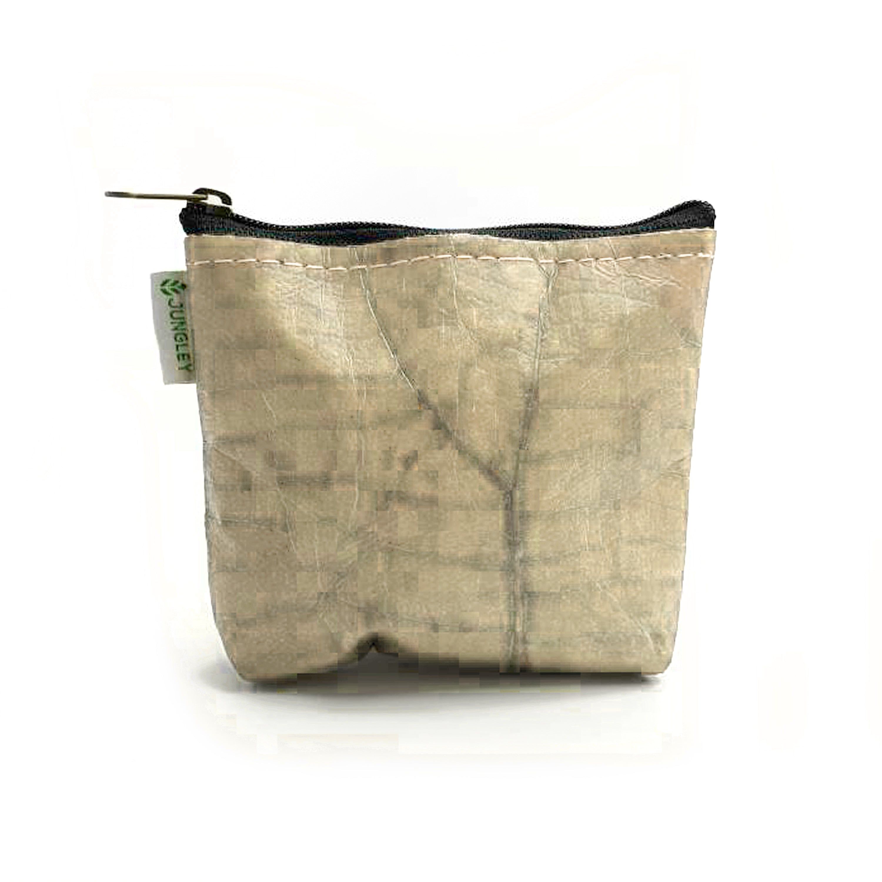 Vegan Teak Leaf Leather Straight Edge Coin Bag