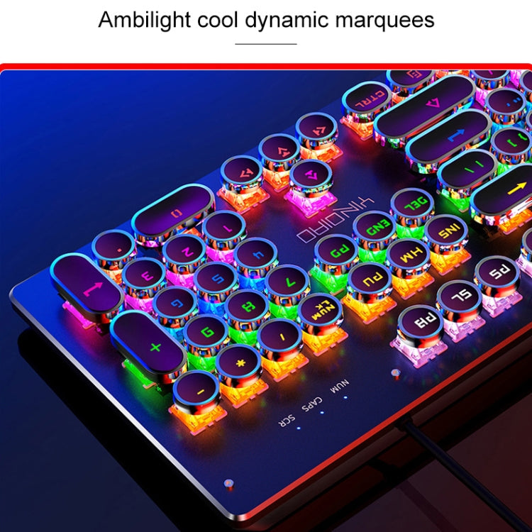 YINDIAO Electroplating Punk Mixed Light USB Mechanical Gaming Wired Keyboard, Tea Shaft (Black)