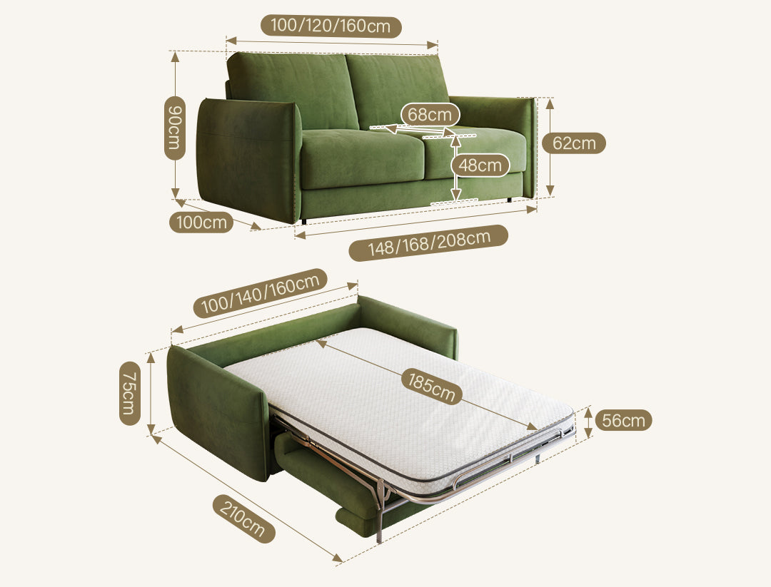 Kaur Two Seater Sofa Bed, Pull Out Sleeper Sofa Bed, More Colours