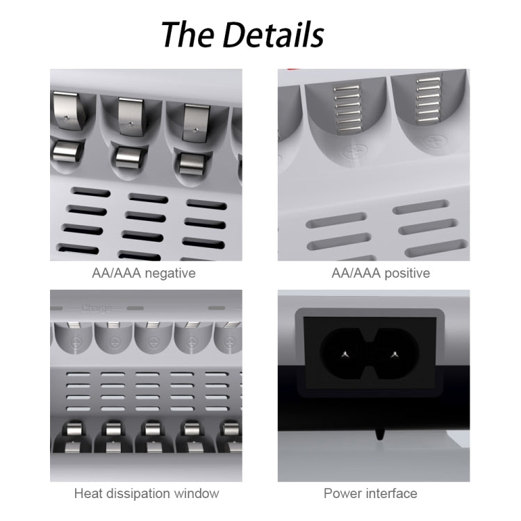 100-240V 8 Slot Battery Charger for AA & AAA Battery, US Plug