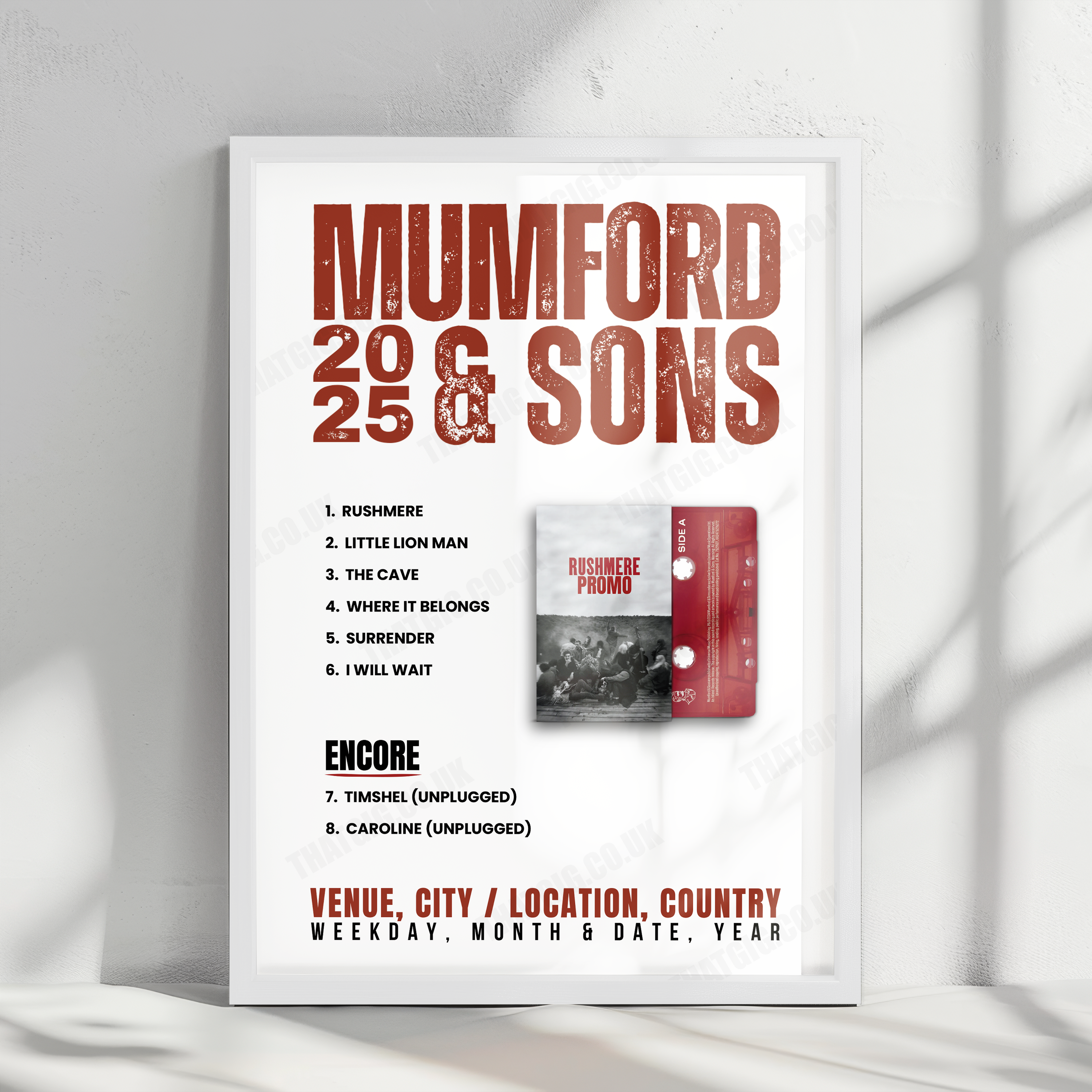 Mumford & Sons Setlist Poster - Capitol Theatre, Port Chester - December 8th, 2022
