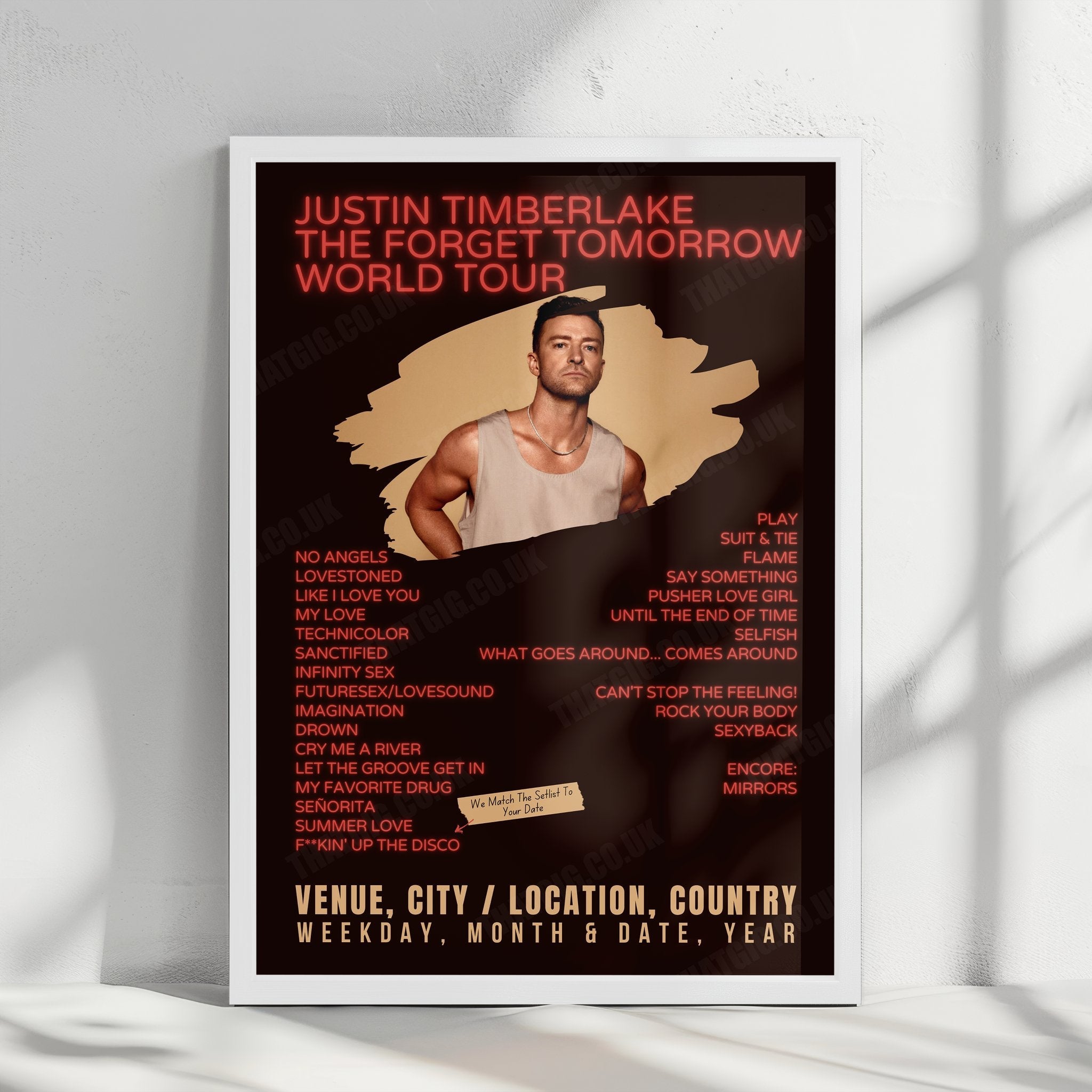 Justin Timberlake Setlist Poster - FedExForum, Memphis, TN, USA - November 23rd, 2024