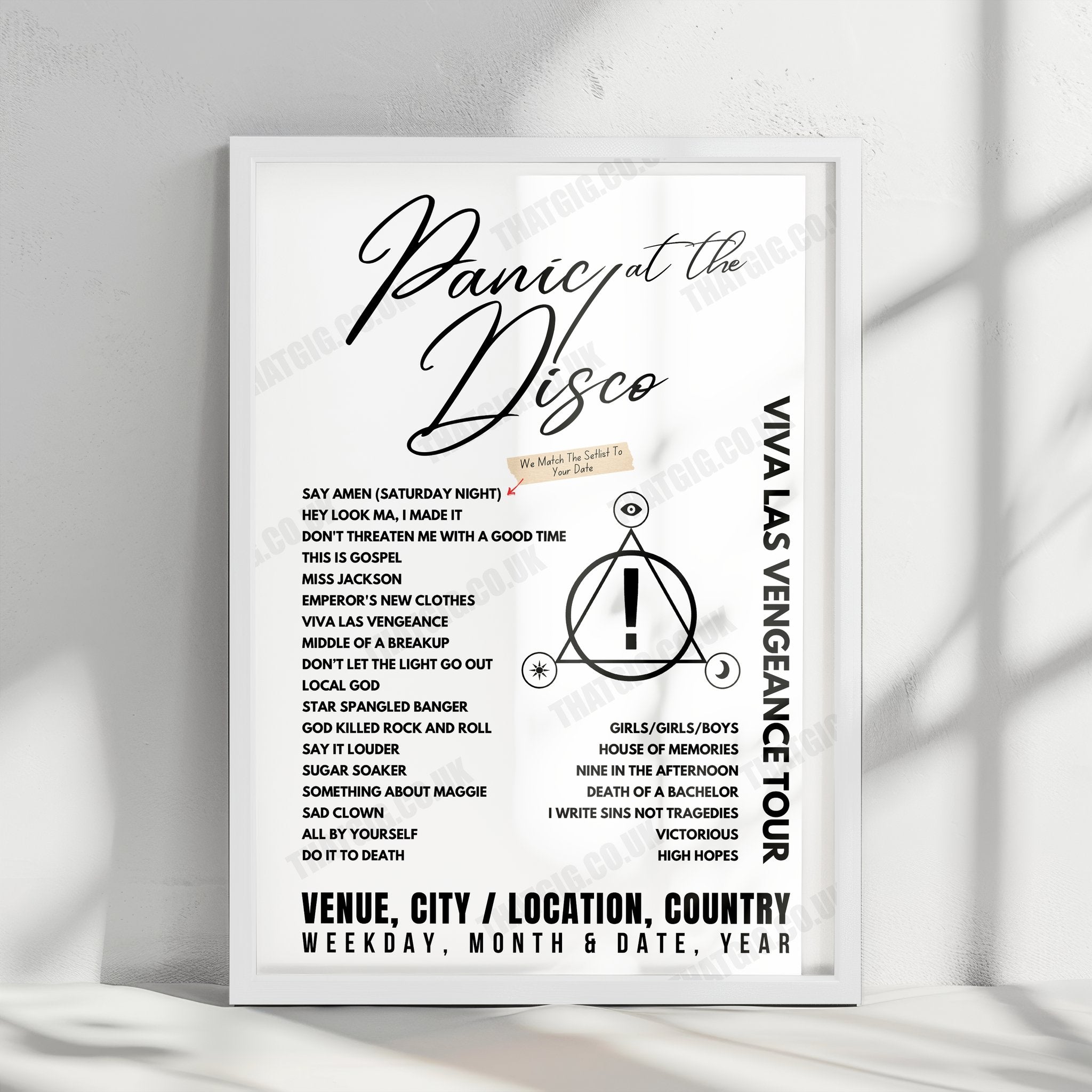 Panic! at the Disco Setlist Poster - Footprint Center, Phoenix - October 23rd, 2022