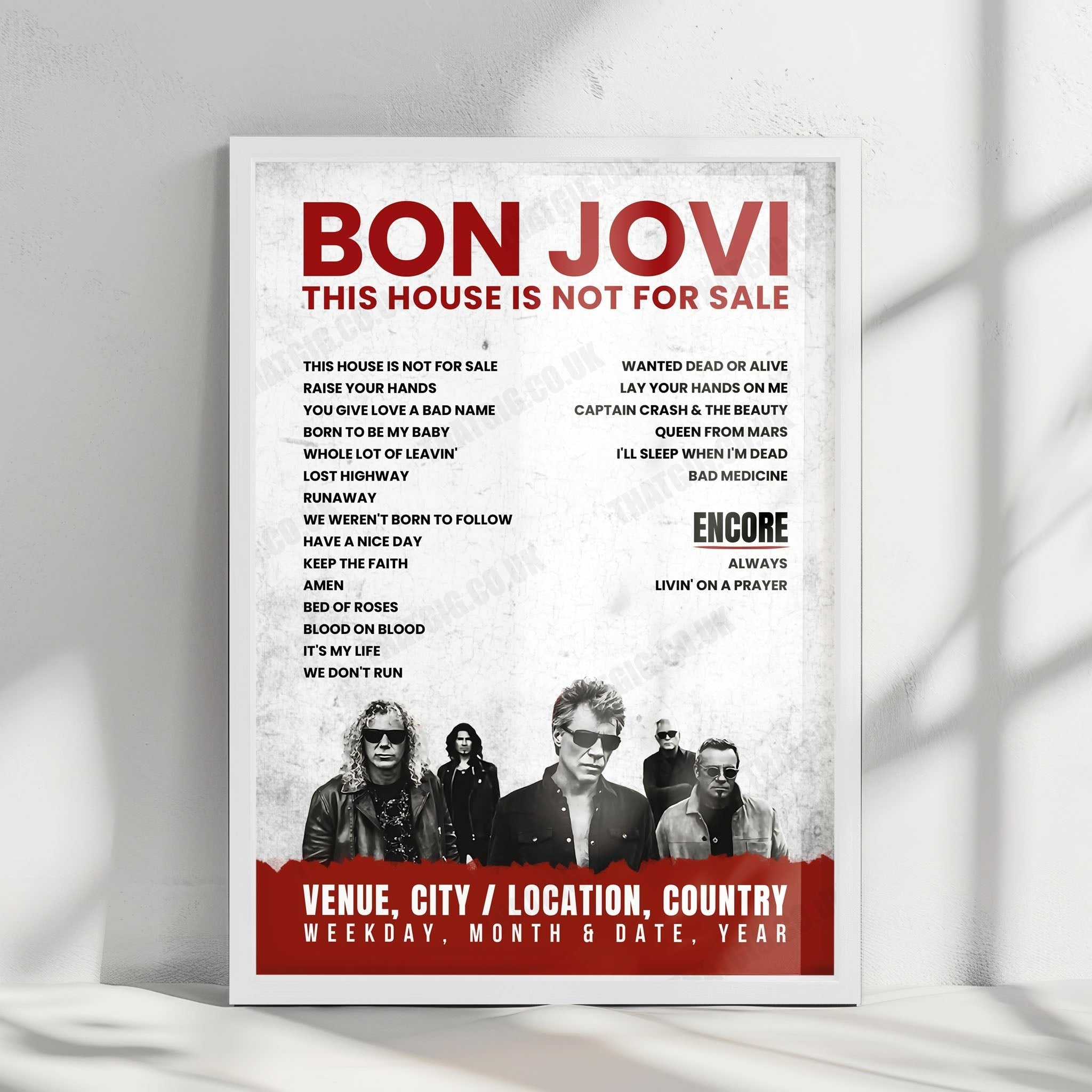 Bon Jovi Setlist Poster - Ricoh Arena, Coventry - June 23rd, 2019