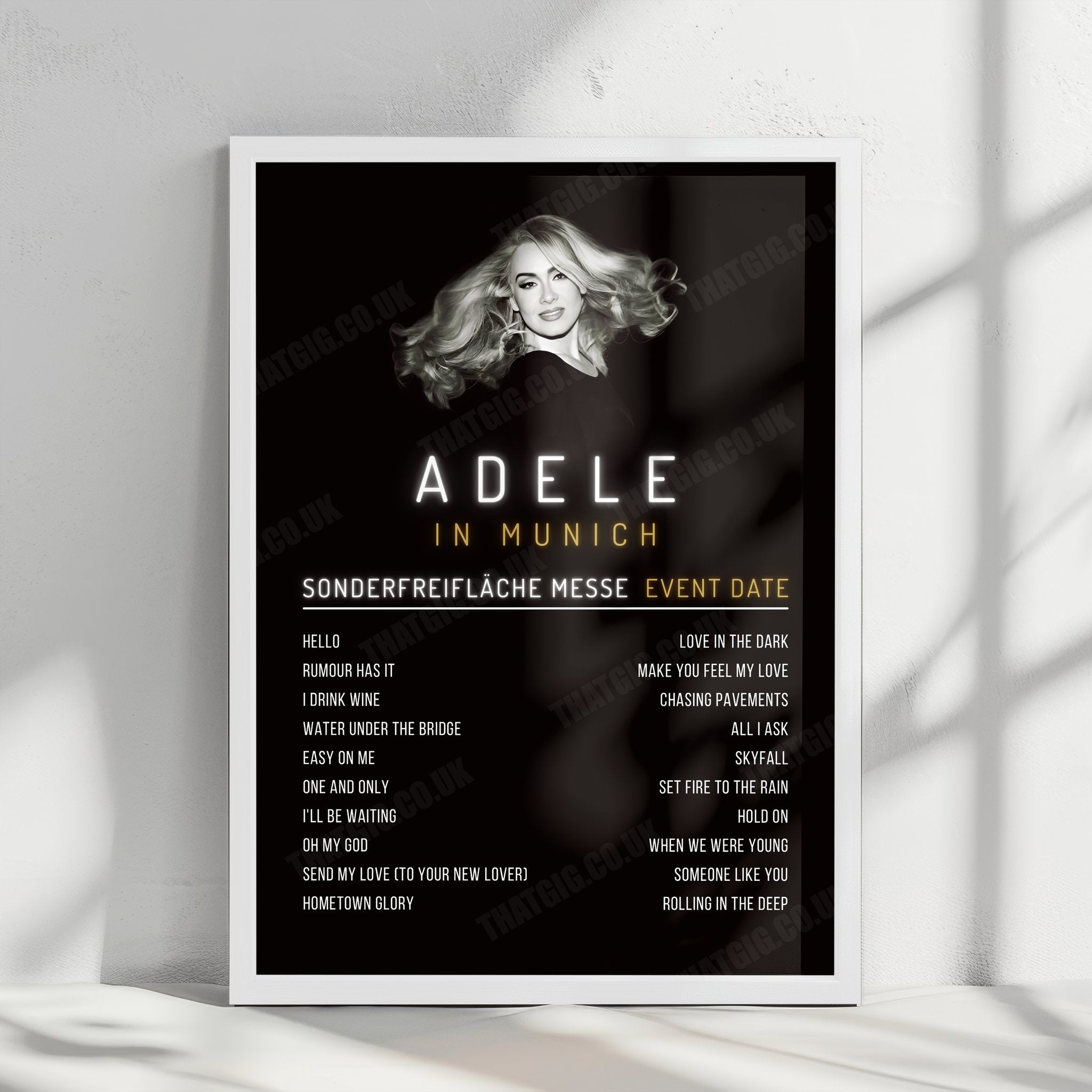 Adele Setlist Poster - Sonderfreifläche Messe, Munich - August 24th, 2024
