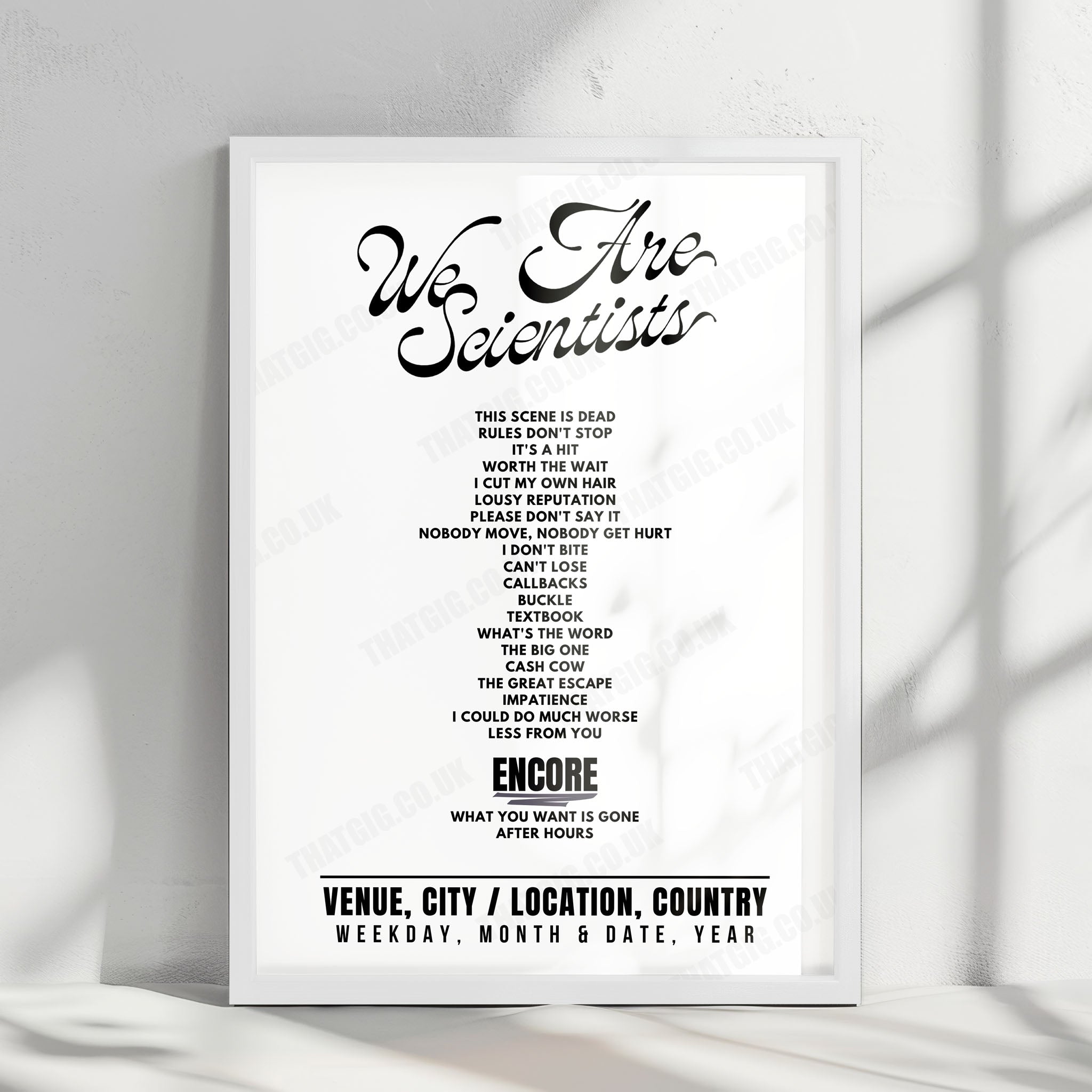 We Are Scientists Setlist Poster - Engine Rooms, Southampton - November 19th, 2024