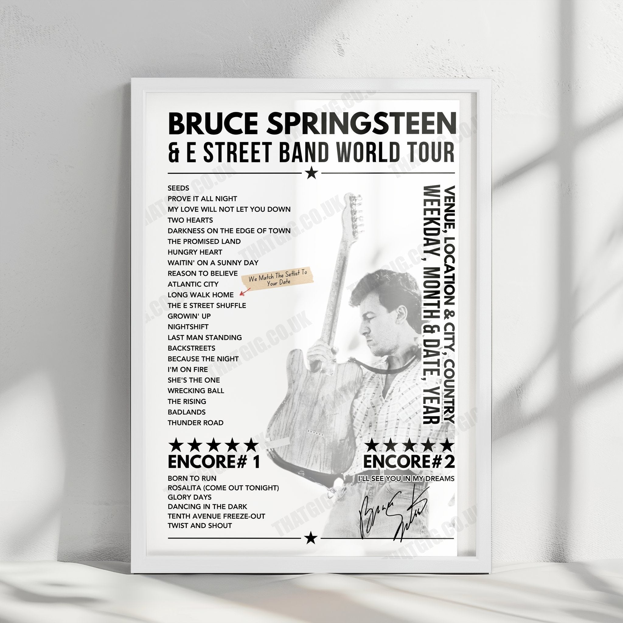 Bruce Springsteen Setlist Poster - Wembley Stadium - 25th July, 2024