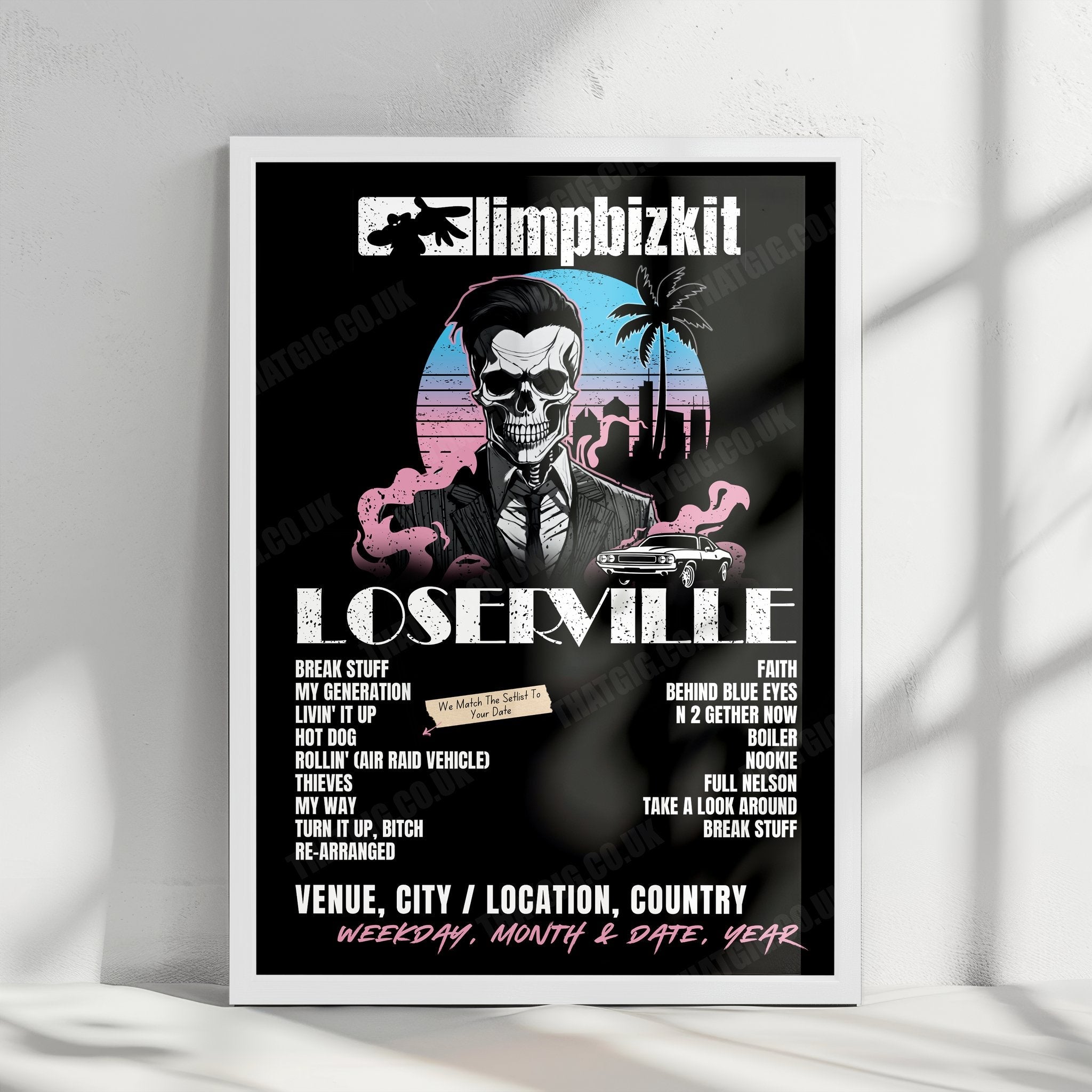 Limp Bizkit Setlist Poster - Talking Stick Resort Amphitheatre, Phoenix, AZ, USA - August 16th, 2024