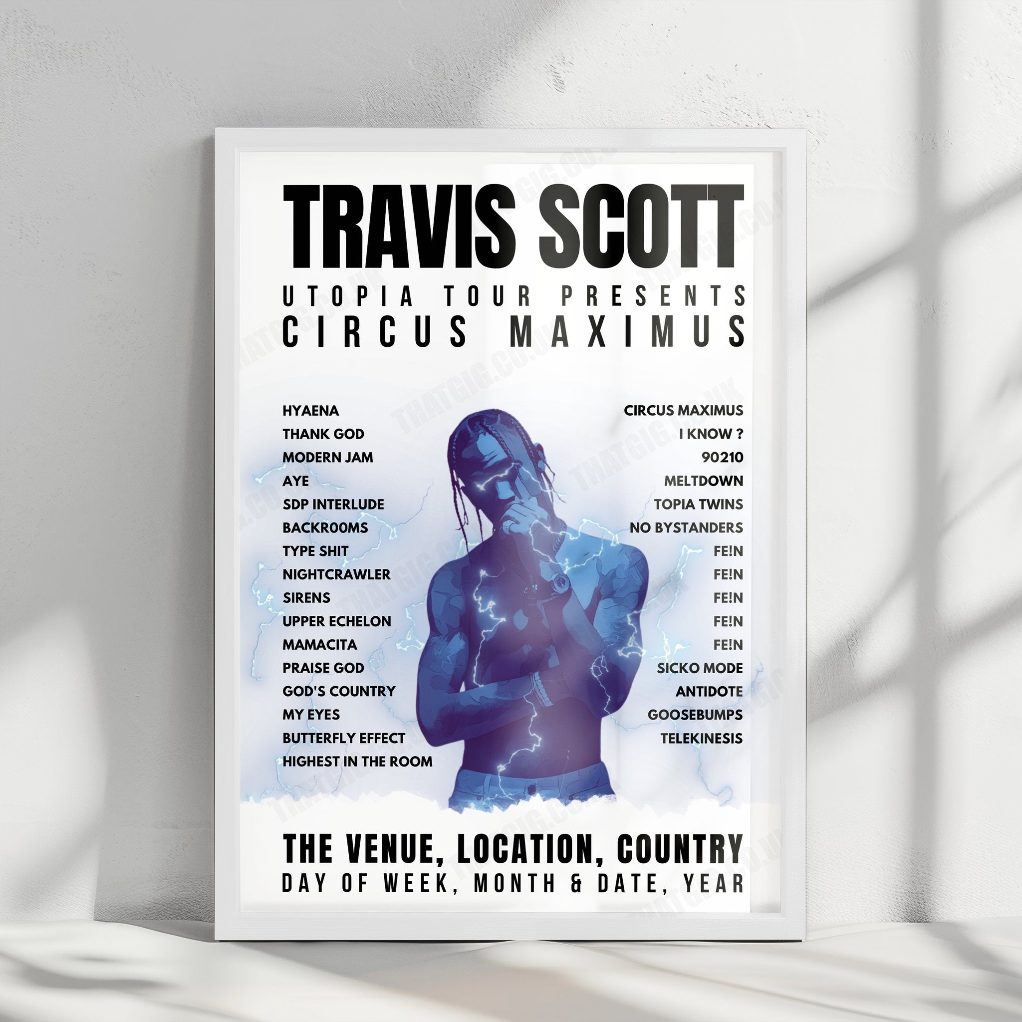 Travis Scott Setlist Poster - Kaseya Center, Miami, USA - January 28th, 2024
