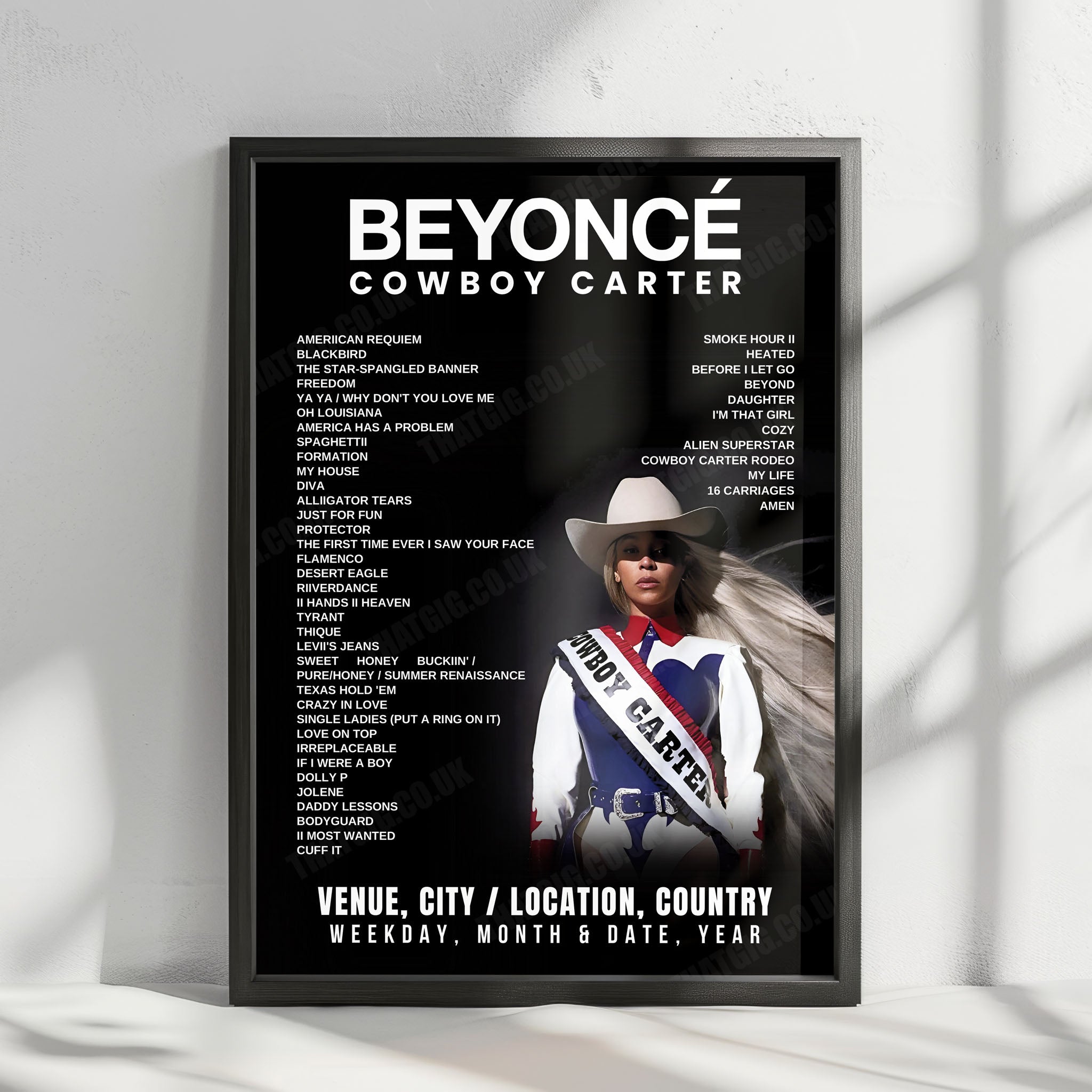 Beyoncé Setlist Poster - Mercedes-Benz Stadium, Atlanta - July 10th, 2025