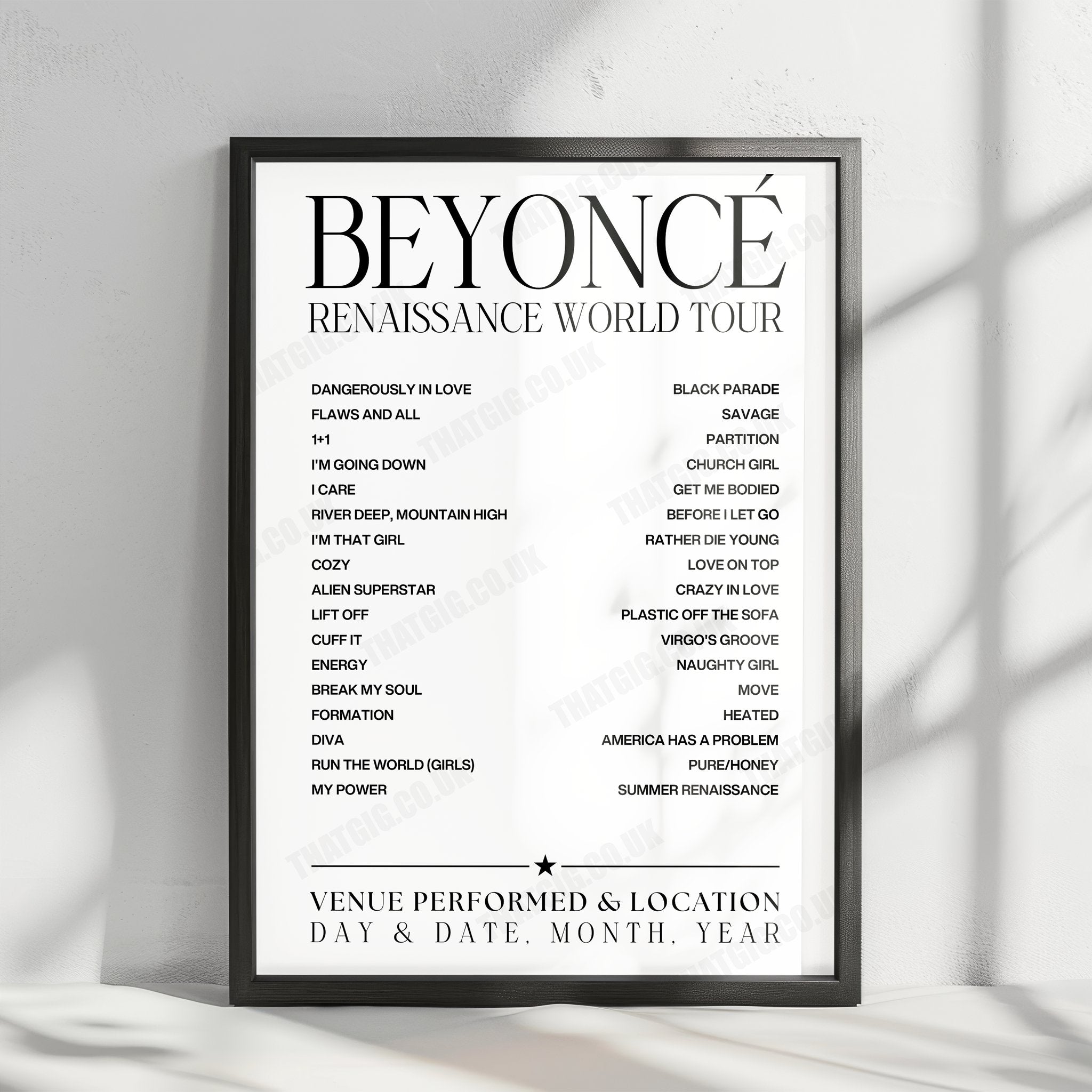 Beyoncé Setlist Poster - Orange Vélodrome, Marseille - June 11th, 2023