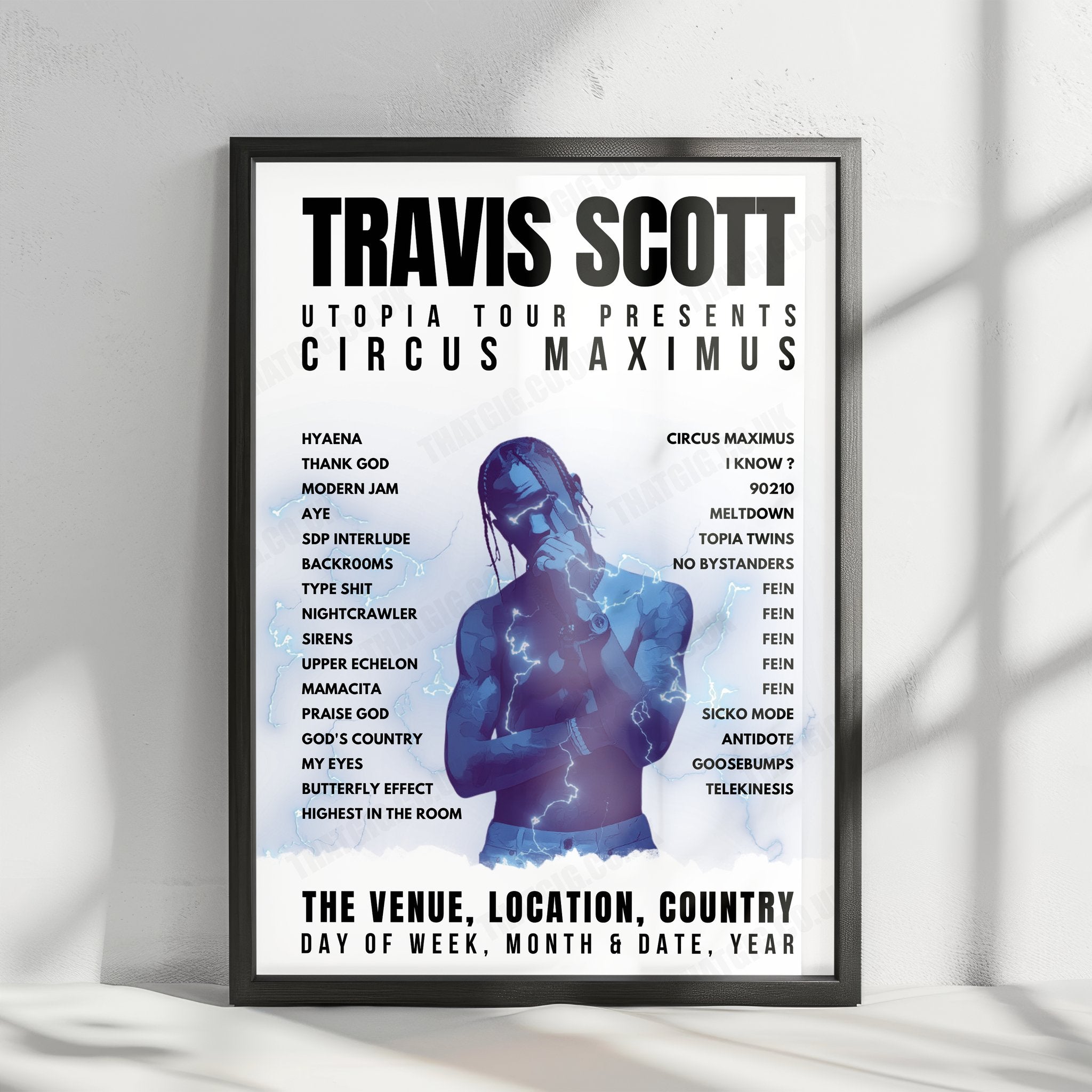 Travis Scott Setlist Poster - Rogers Arena, Vancouver - November 10th, 2023