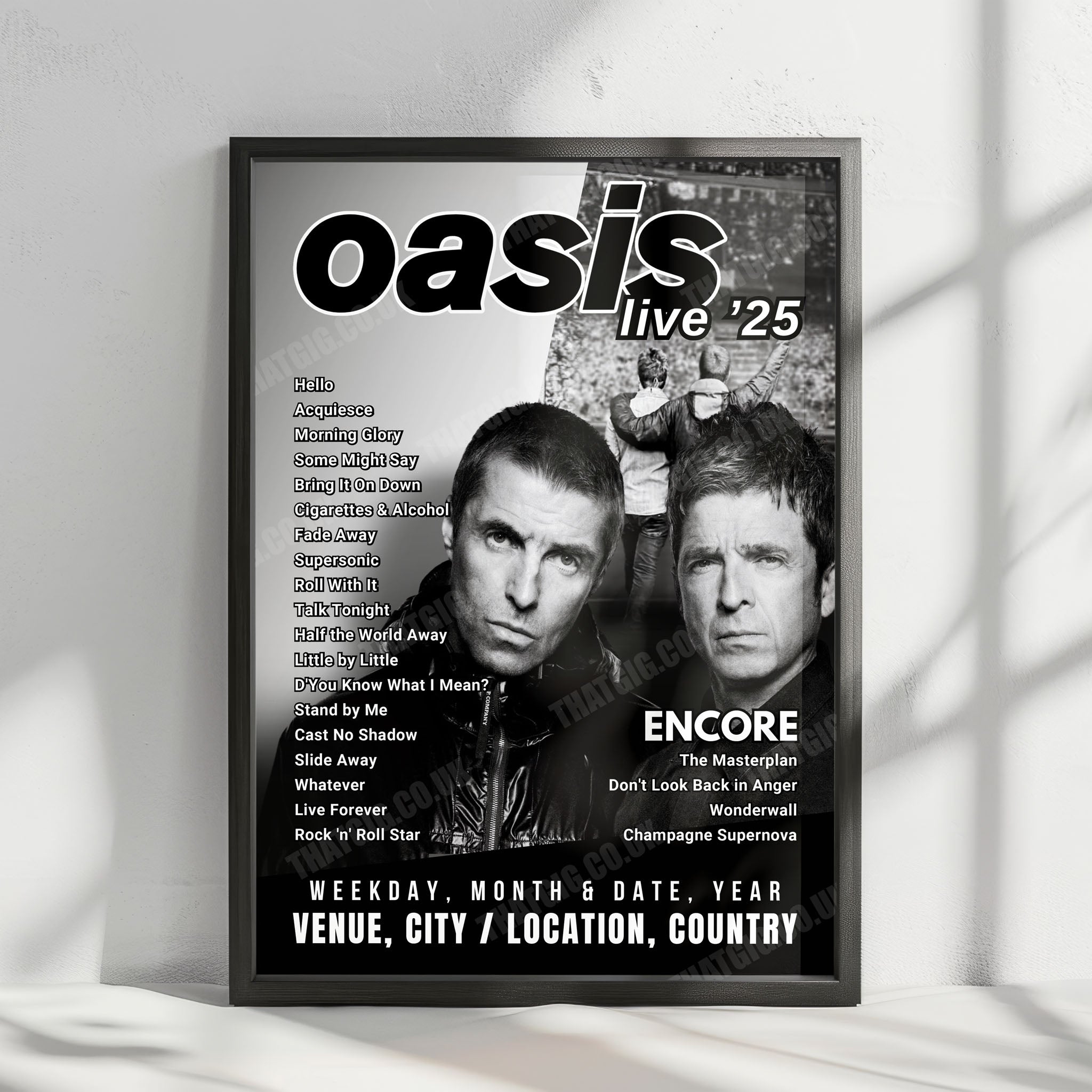 Oasis Setlist Poster - Heaton Park, Manchester - July 19th, 2025