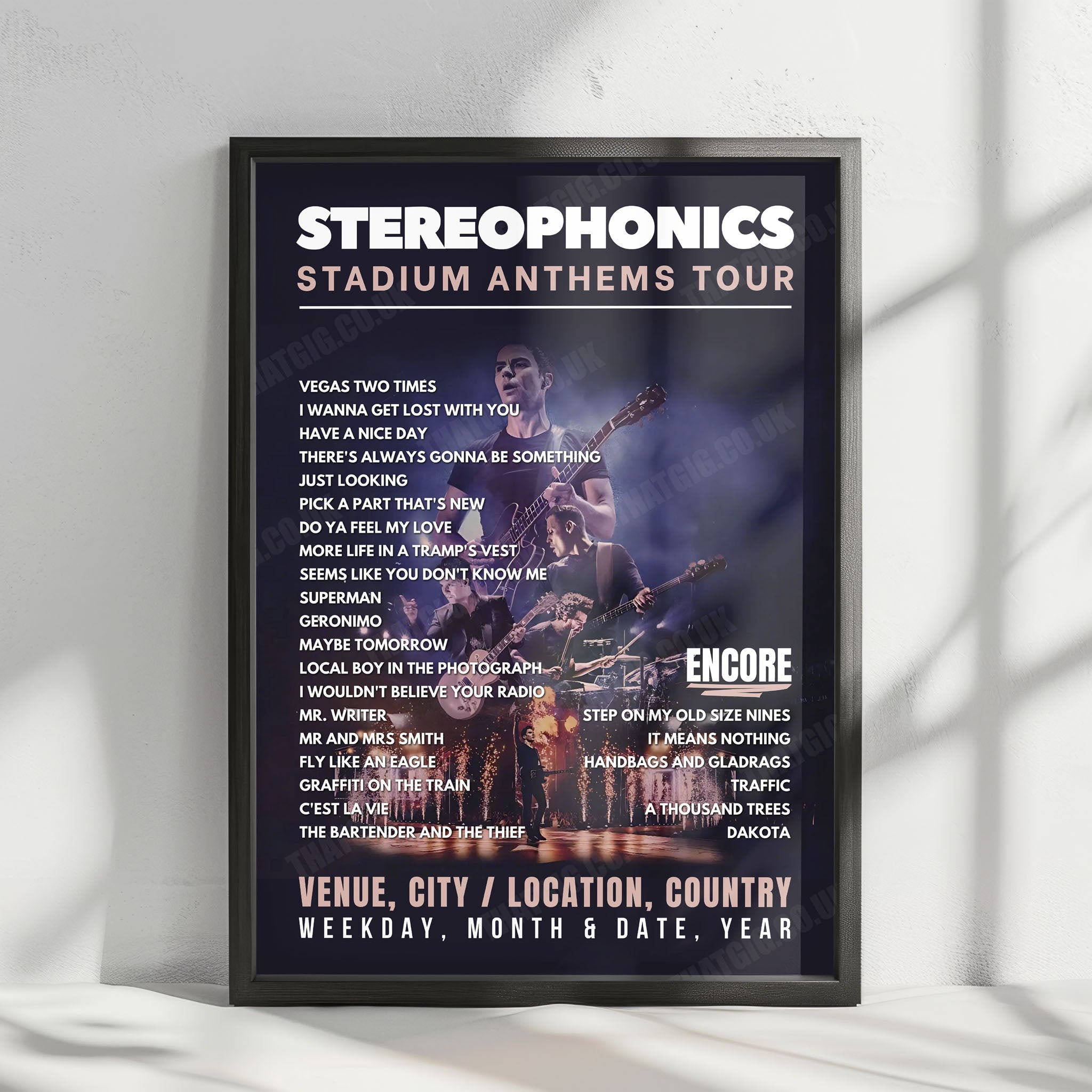 Stereophonics Setlist Poster - Domaine national de Saint-Cloud, France - August 24th, 2025