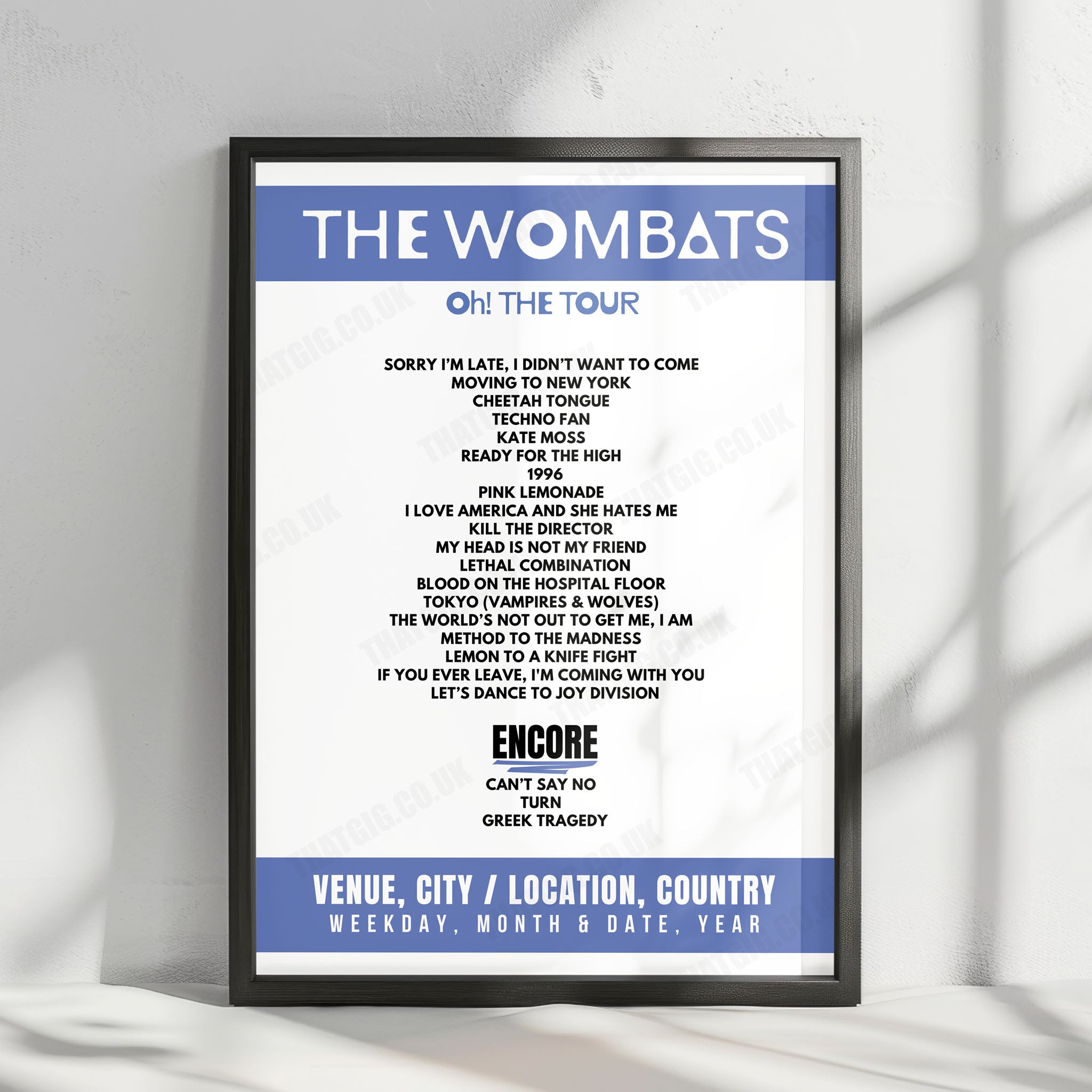 The Wombats Setlist Poster - Utilita Arena Cardiff, Cardiff - March 21st, 2025