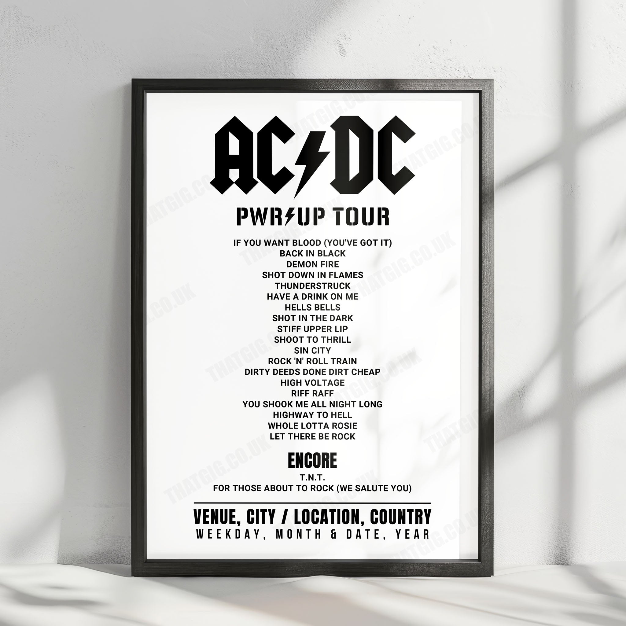 AC/DC Setlist Poster - AT&T Stadium, Arlington - April 14th, 2025