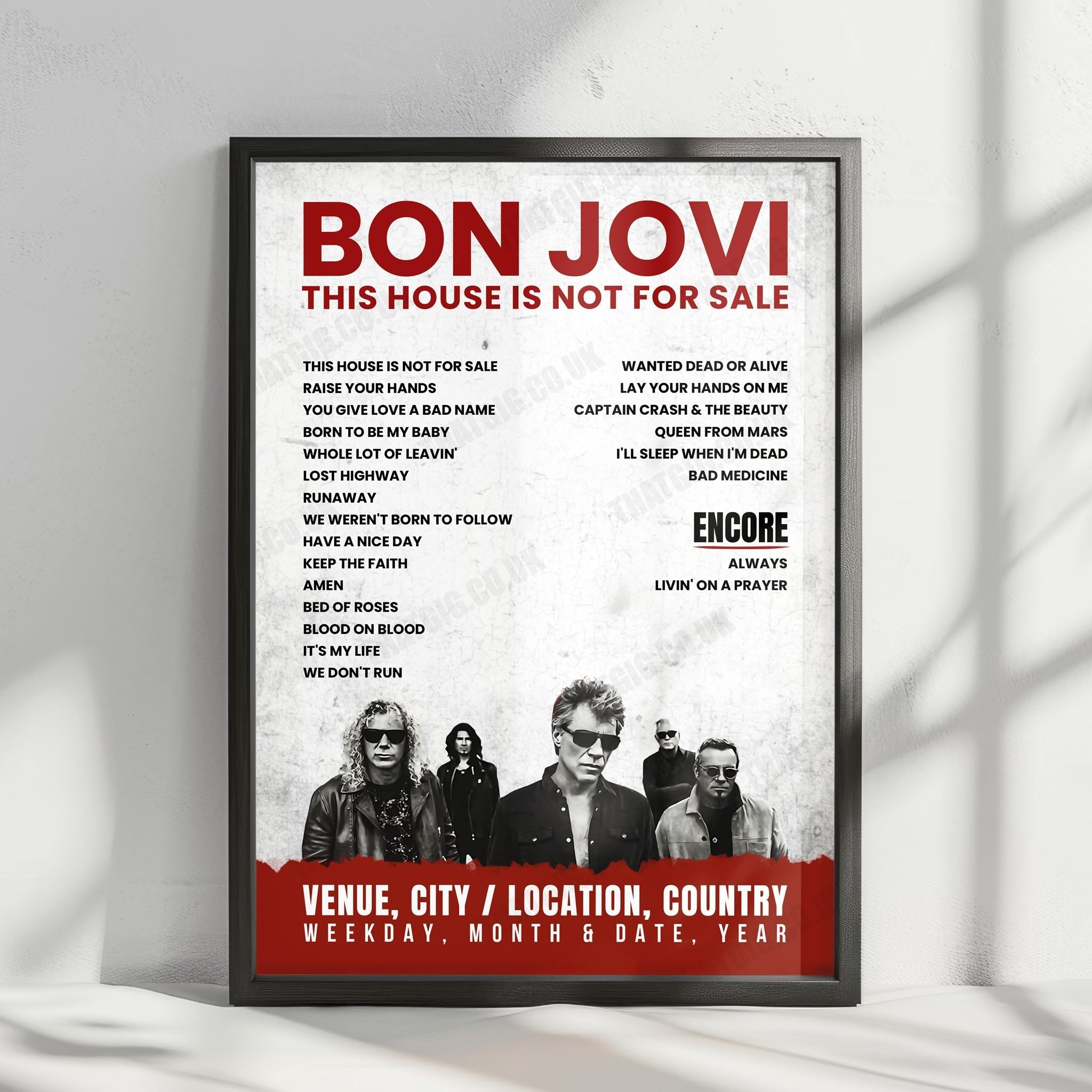 Bon Jovi Setlist Poster - BMO Harris Bradley Center, Milwaukee - April 29th, 2018
