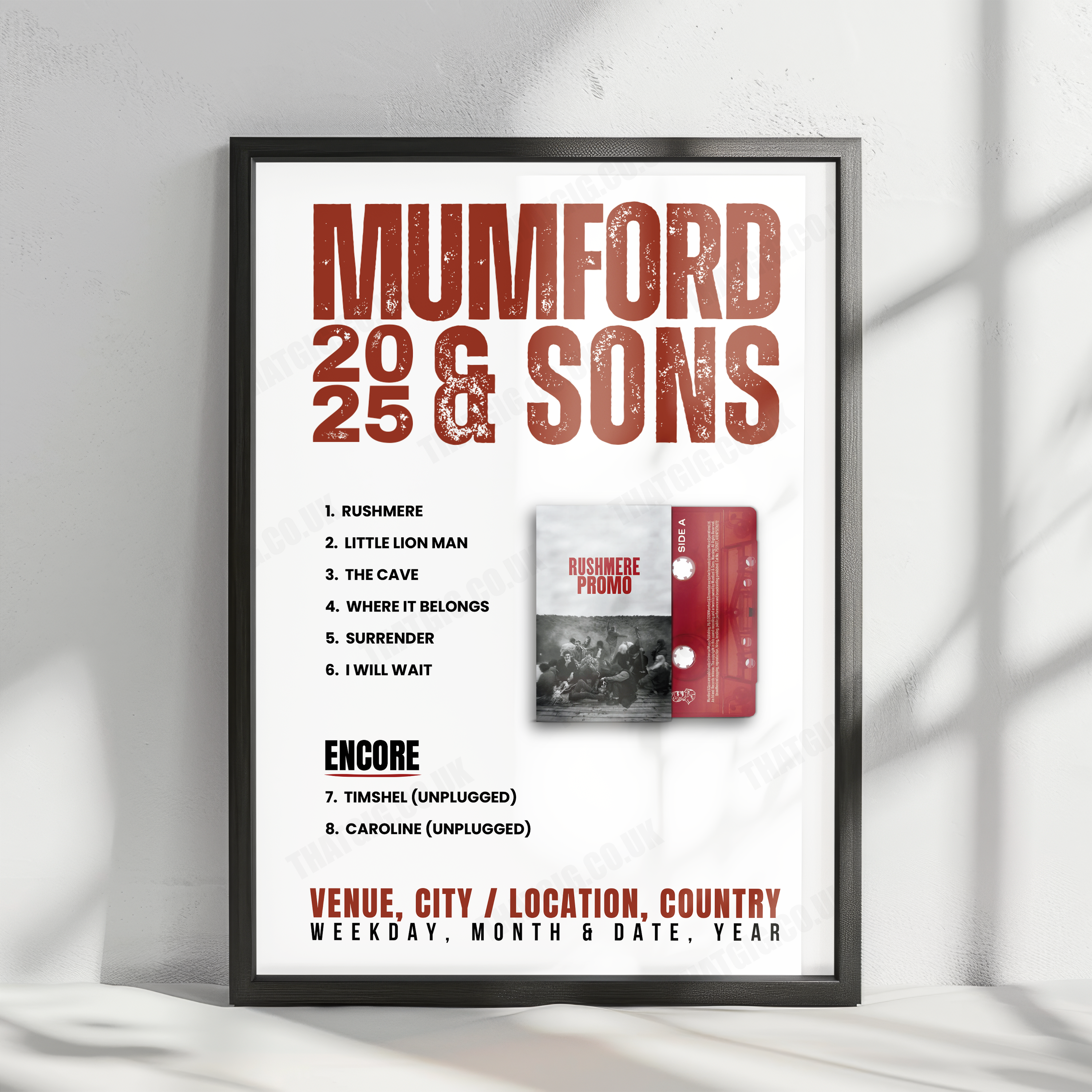 Mumford & Sons Setlist Poster - The Bellwether, Los Angeles - November 20th, 2023